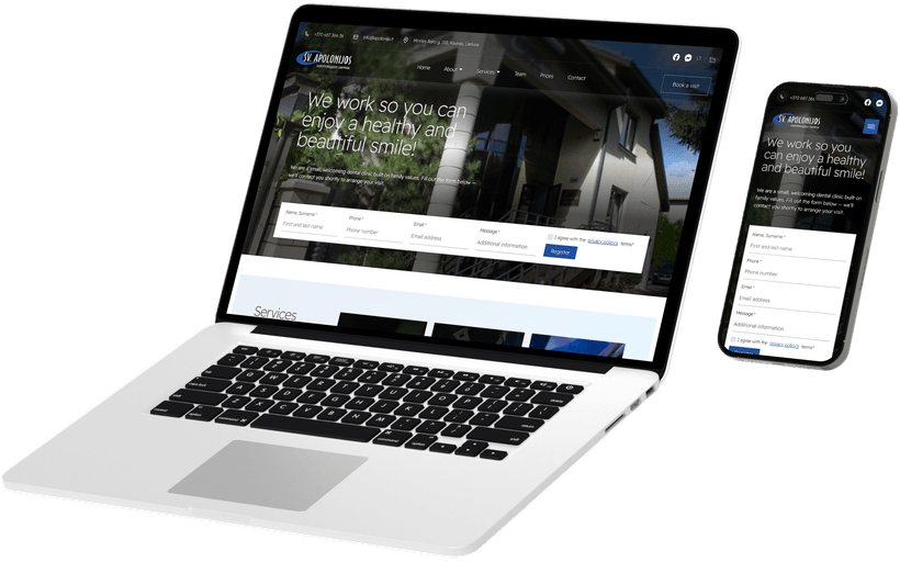 Sv. Apolonijos dental centre English website mockup